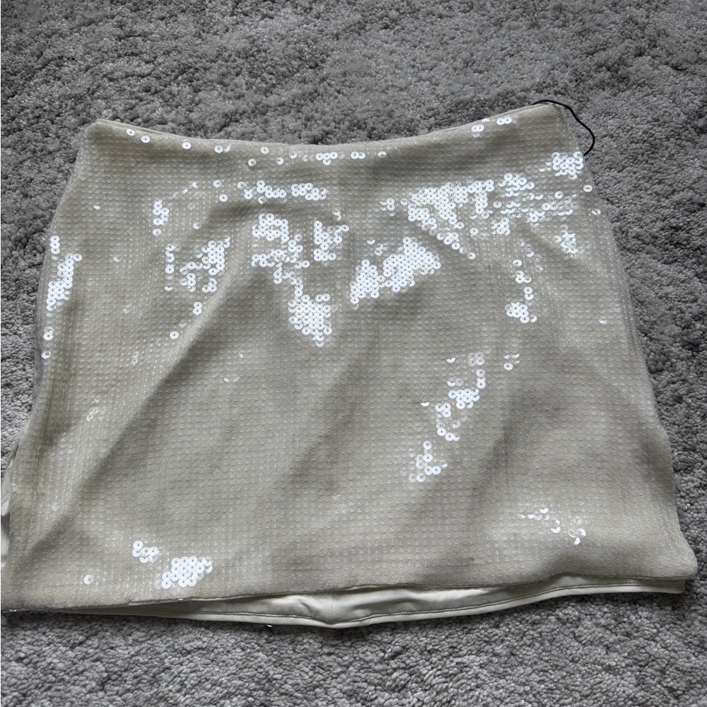 rotate white sequin skirt NWT